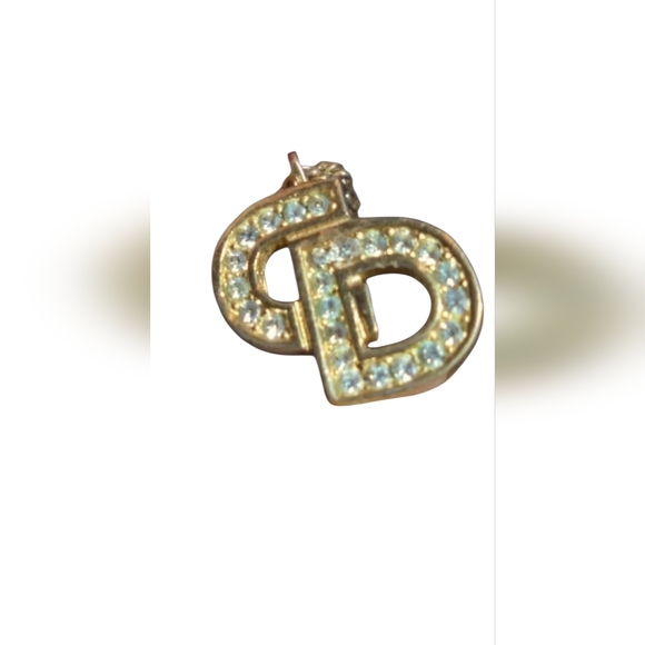 Christian Dior CD Logo Crystal Necklace Gold Tone Vintage Y2K - Picture 5 of 9